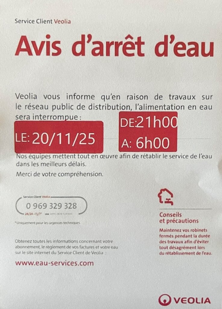 Coupure d’eau